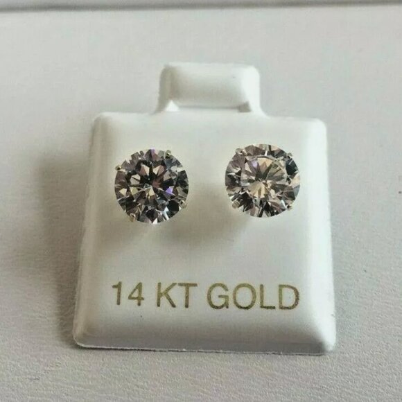 14K SOLID YELLOW GOLD 4 CARAT ROUND DIAMONDS - Picture 1 of 5
